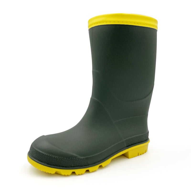 Amoji Boy Rain Boots Kid Rubber Child Easy On Garden Rainboots ArmyGreen Size 4.5-5 Big Kid - Image 1